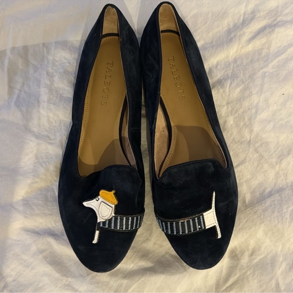 Talbots Navy Blue Embroidered Flats - Picture 7 of 9